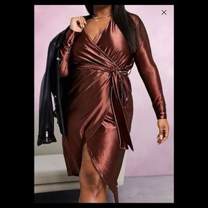 Stretch Satin Wrap Midi Dress | ASOS Curve